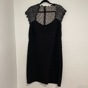 XSCAPE ESCAPE Womens Size 18W Black Illusion Top Lace Cocktail‎ Dress